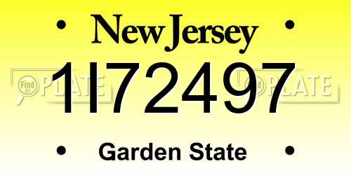 1I72497 New Jersey License Plate