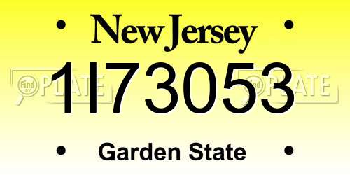 1I73053 New Jersey License Plate