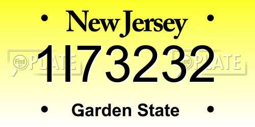 1I73232 New Jersey License Plate
