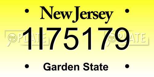 1I75179 New Jersey License Plate
