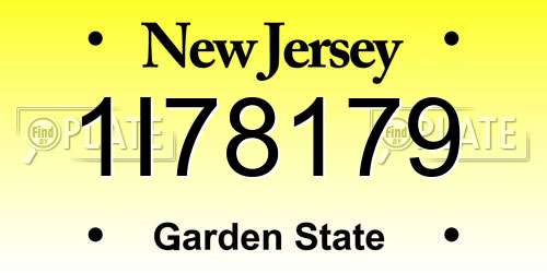 1I78179 New Jersey License Plate