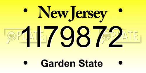 1I79872 New Jersey License Plate