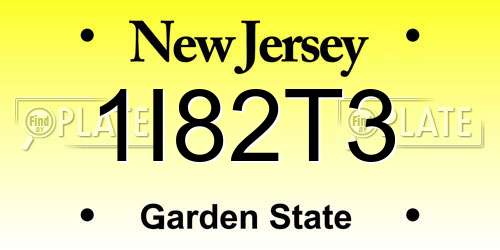 1I82T3 New Jersey License Plate