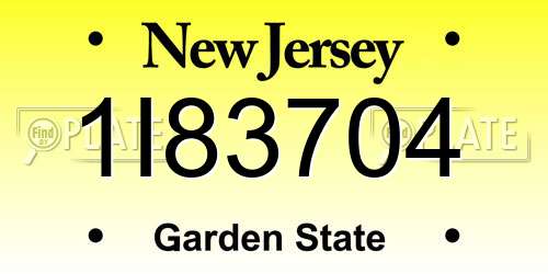1I83704 New Jersey License Plate
