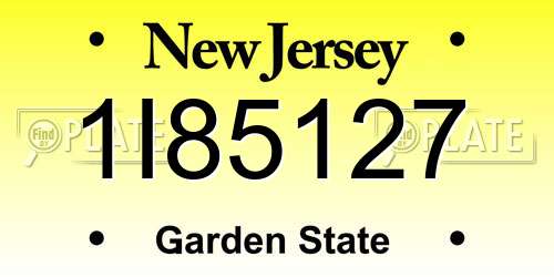 1I85127 New Jersey License Plate