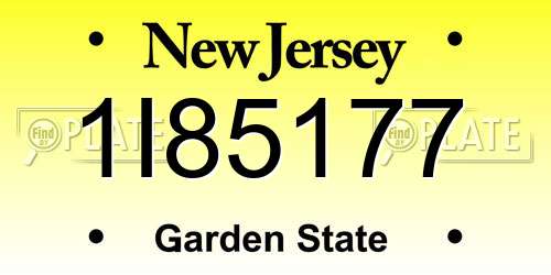 1I85177 New Jersey License Plate