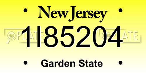 1I85204 New Jersey License Plate