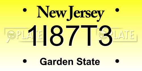 1I87T3 New Jersey License Plate