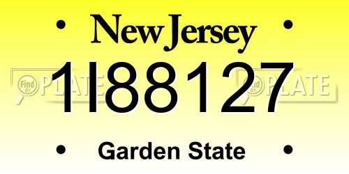 1I88127 New Jersey License Plate