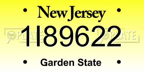 1I89622 New Jersey License Plate