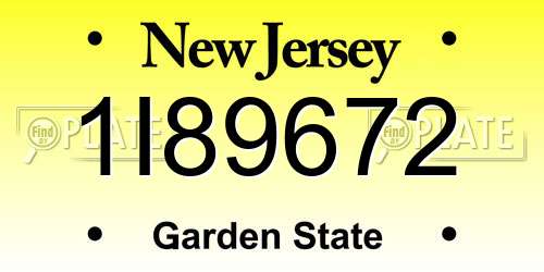 1I89672 New Jersey License Plate