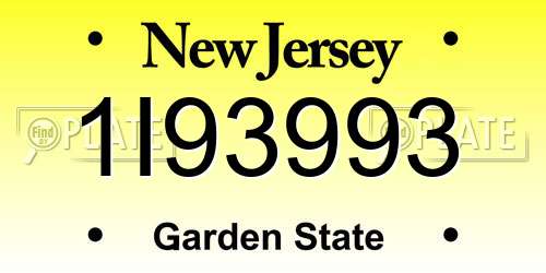 1I93993 New Jersey License Plate
