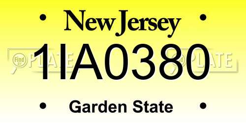 1IA0380 New Jersey License Plate