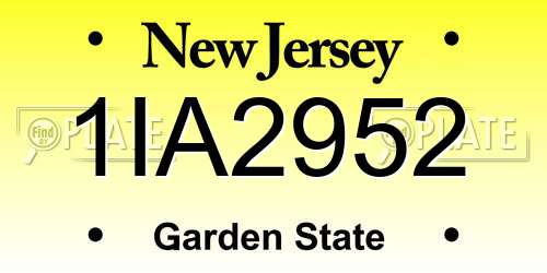 1IA2952 New Jersey License Plate