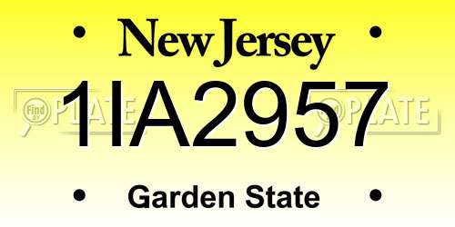 1IA2957 New Jersey License Plate