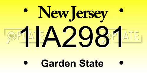 1IA2981 New Jersey License Plate