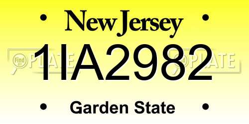 1IA2982 New Jersey License Plate