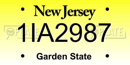 1IA2987 New Jersey License Plate