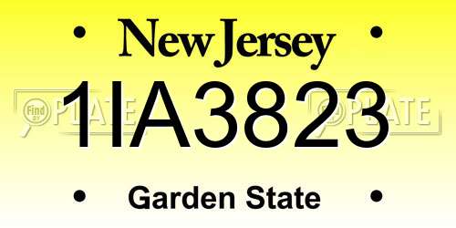 1IA3823 New Jersey License Plate