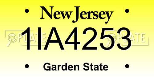 1IA4253 New Jersey License Plate