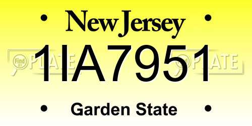 1IA7951 New Jersey License Plate