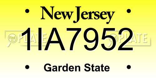 1IA7952 New Jersey License Plate