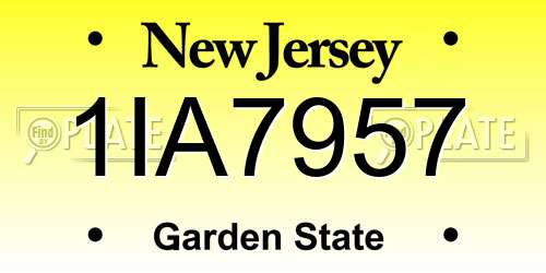 1IA7957 New Jersey License Plate