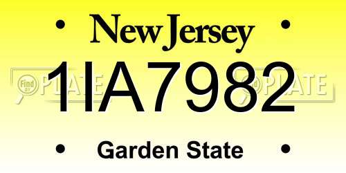 1IA7982 New Jersey License Plate