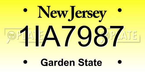 1IA7987 New Jersey License Plate