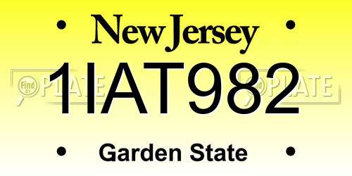 1IAT982 New Jersey License Plate