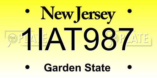 1IAT987 New Jersey License Plate