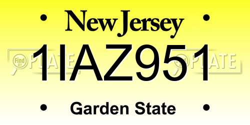 1IAZ951 New Jersey License Plate