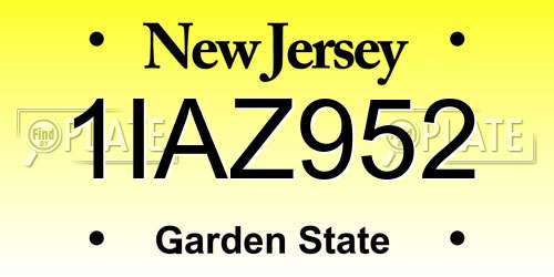 1IAZ952 New Jersey License Plate