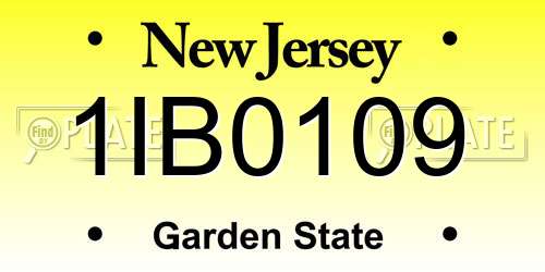 1IB0109 New Jersey License Plate