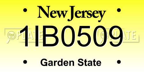 1IB0509 New Jersey License Plate