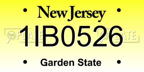 1IB0526 New Jersey License Plate