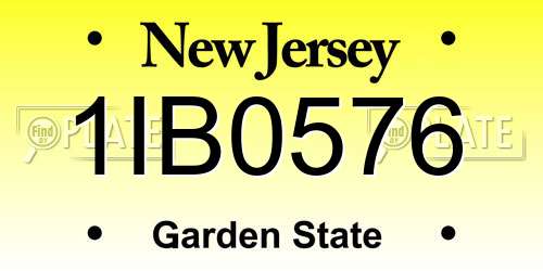 1IB0576 New Jersey License Plate