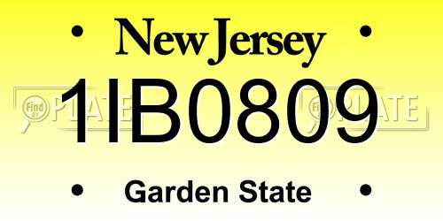 1IB0809 New Jersey License Plate