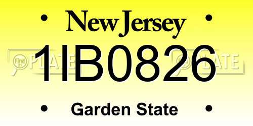 1IB0826 New Jersey License Plate