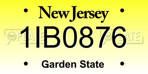 1IB0876 New Jersey License Plate