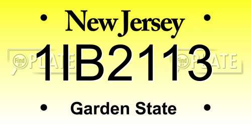 1IB2113 New Jersey License Plate