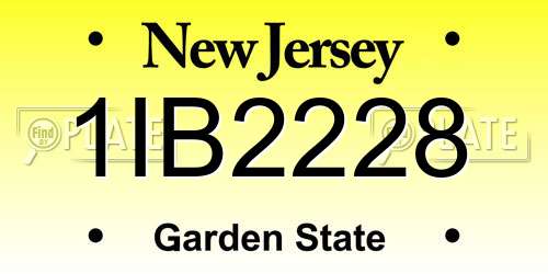 1IB2228 New Jersey License Plate