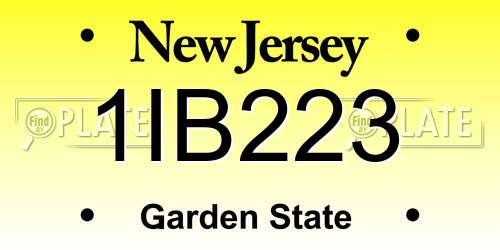 1IB223 New Jersey License Plate