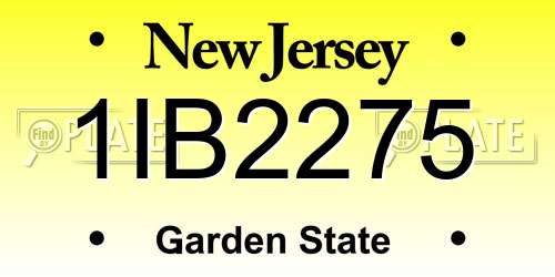 1IB2275 New Jersey License Plate
