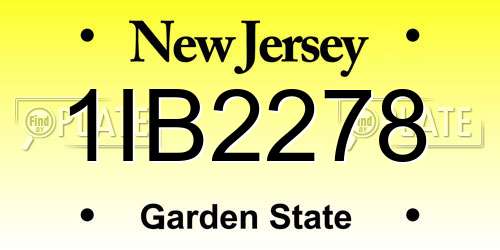 1IB2278 New Jersey License Plate