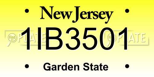 1IB3501 New Jersey License Plate