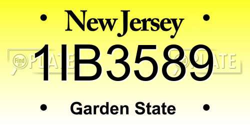 1IB3589 New Jersey License Plate
