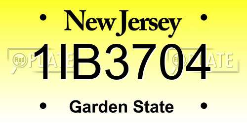 1IB3704 New Jersey License Plate