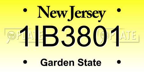 1IB3801 New Jersey License Plate