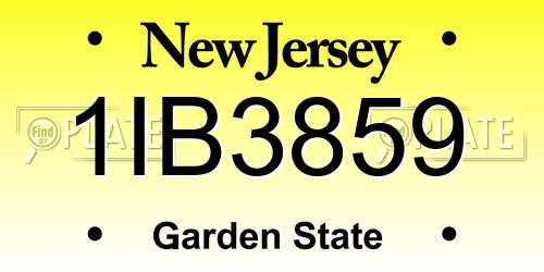 1IB3859 New Jersey License Plate